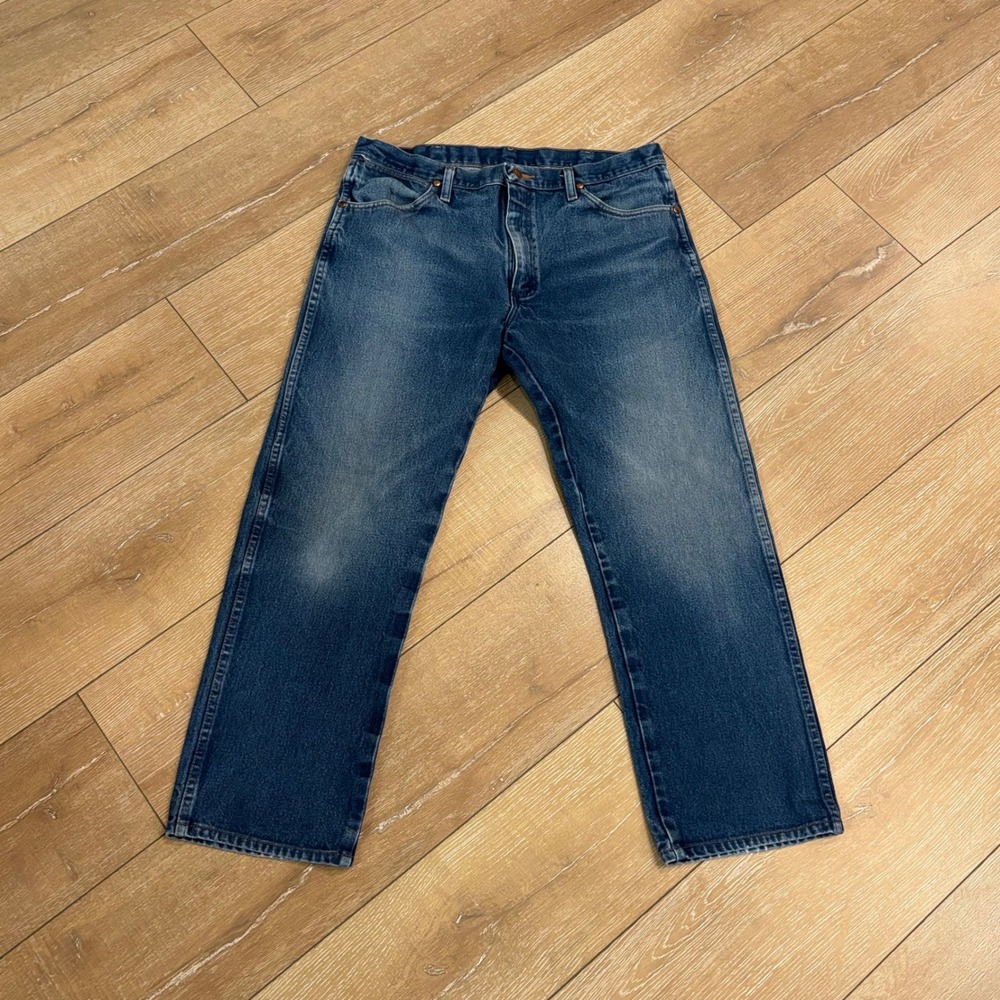 Wrangler 13MWZ Cowboy Cut Original Fit Jeans Mens 35x27 Blue Denim Straight Leg